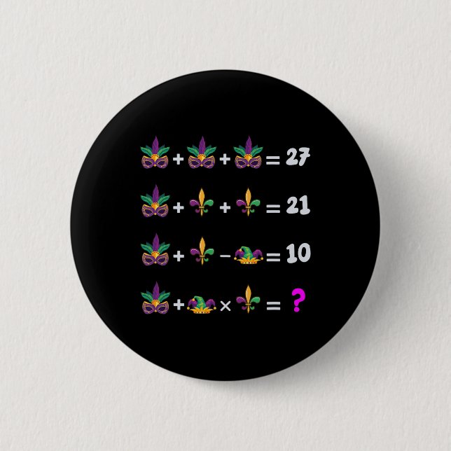 Badge Rond 5 Cm Mardi Gras Équation Math Pour Les Étudiants Mard (Devant)