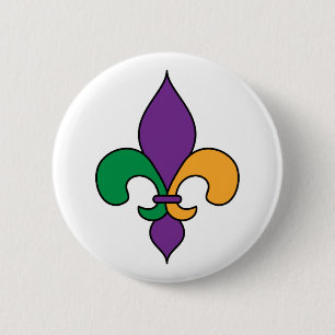 Badge Rond 5 Cm Mardi gras Fleur de Lis Button