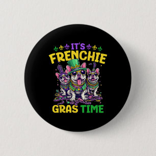 Badge Rond 5 Cm Mardi Gras French Bulldog Time Mardi Gras