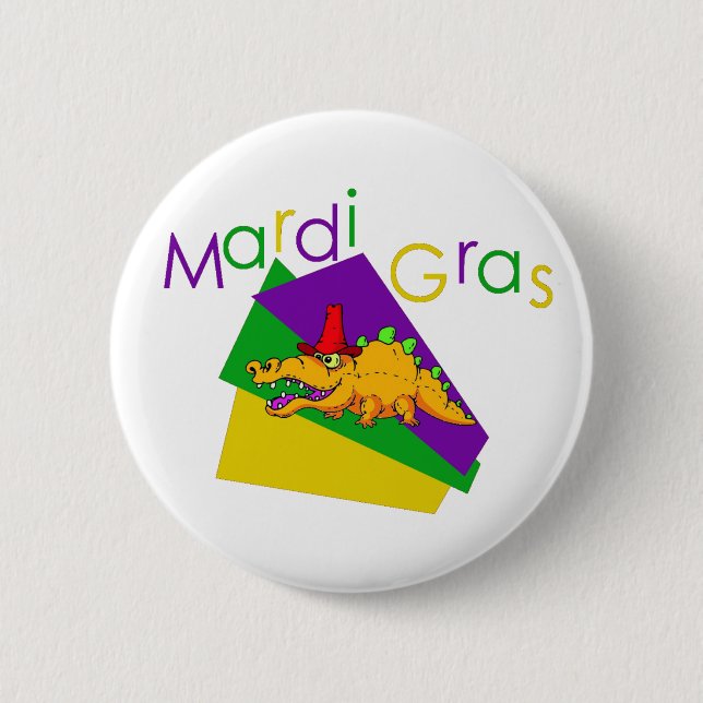 Badge Rond 5 Cm Mardi Gras Gator (Devant)