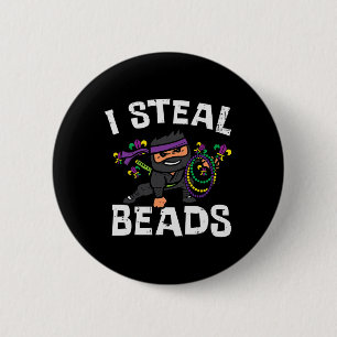 Badge Rond 5 Cm Mardi Gras Je Vole Perles Ninja Garçons Enfants T