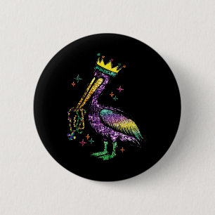 Badge Rond 5 Cm Mardi Gras Pelican Louisiana Pour Hommes Femmes