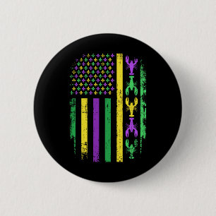 Badge Rond 5 Cm Mardi Gras Us Drapeau Américain À La Nouvelle Orle