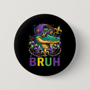 Badge Rond 5 Cm Mardigator Alligator Bruh Chemise Mardi Gras Costu