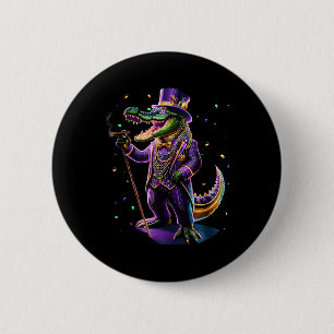 Badge Rond 5 Cm Mardigator Mardi Gras Alligator Costume Hommes Fem