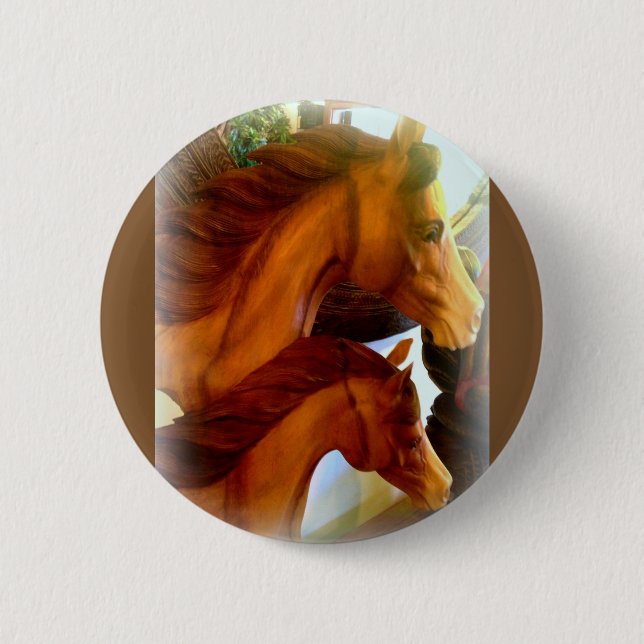 Badge Rond 5 Cm mare et poney bouton de course (Devant)