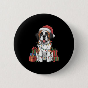 Badge Rond 5 Cm Mare Saint Bernard Santa Hat Noël Amoureux des chi