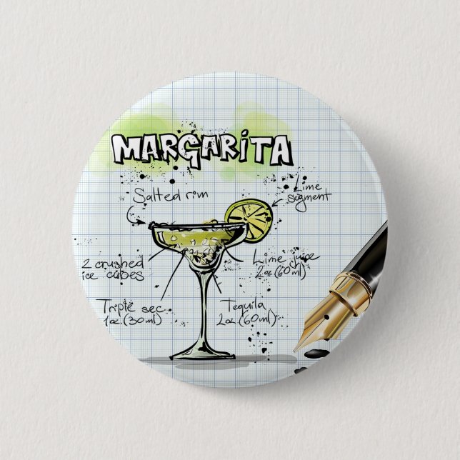Badge Rond 5 Cm Margarita Cocktail Recette (Devant)