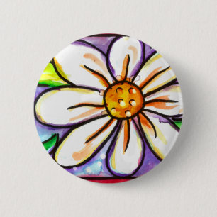 Badge Rond 5 Cm Marguerite