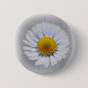 Badge Rond 5 Cm marguerite blanche brillante