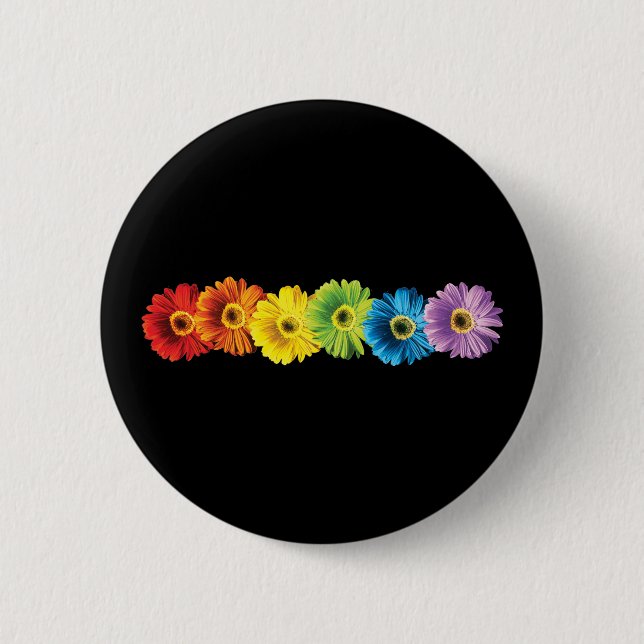 Badge Rond 5 Cm Marguerites d'arc-en-ciel (Devant)