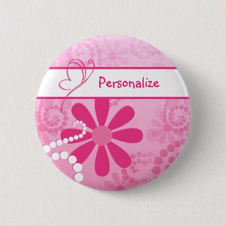 Badge Rond 5 Cm Marguerites roses mignonnes de jolies fleurs