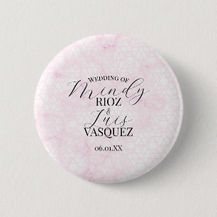 Badge Rond 5 Cm Mariage Abstrait Rose Script Noir 