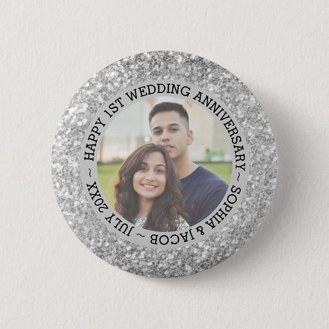 Badge Rond 5 Cm Mariage Anniversaire Photo personnalisée (Devant)