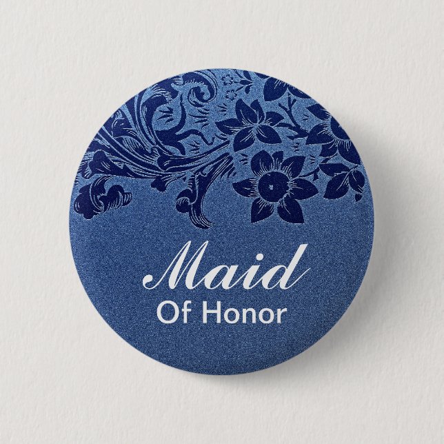 Badge Rond 5 Cm mariage bleu de la servante d'honneur (Devant)