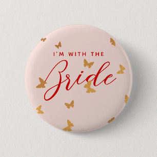 BADGE ROND 5 CM MARIAGE BOUTEILLES D'OR