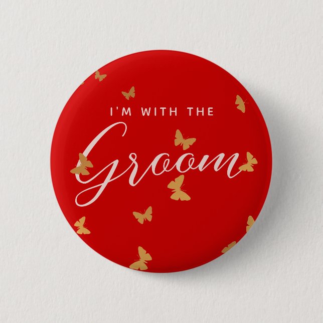 BADGE ROND 5 CM MARIAGE BOUTEILLES D'OR (Devant)