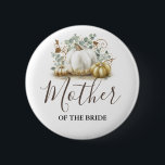 Badge Rond 5 Cm Mariage de automne Citrouille or et blanc<br><div class="desc">Bouton mariage pour mère,  père,  soeur,  frère de la mariée ou du marié</div>