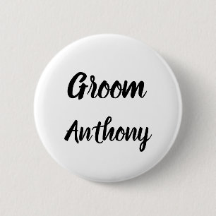 Badge Rond 5 Cm Mariage de cadeaux de Groom Black and White Custom