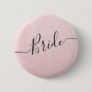 Badge Rond 5 Cm mariage de la mariée rose en or élégant et mode