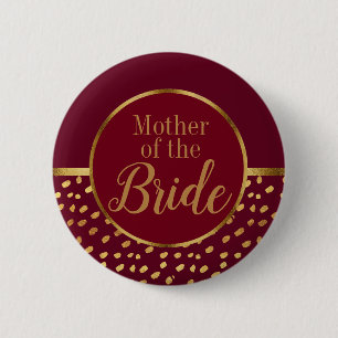 Badge Rond 5 Cm Mariage de la mère de la mariée en Bourgogne et Or