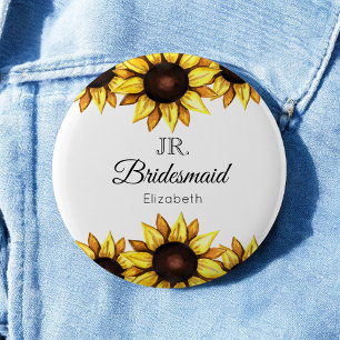 Badge Rond 5 Cm Mariage de la serveuse junior de tournesol