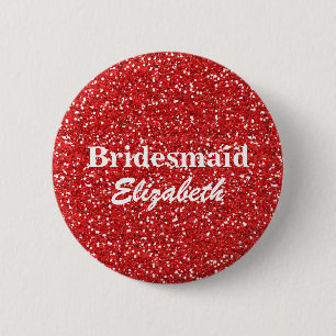 Badge Rond 5 Cm Mariage de Parties scintillant rouge personnalisée