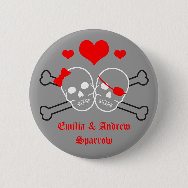 Badge Rond 5 Cm mariage de pirate (Devant)