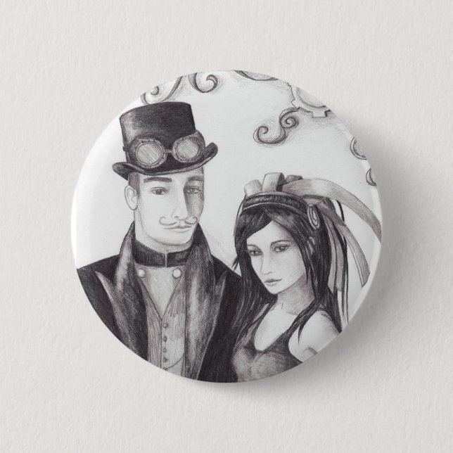 Badge Rond 5 Cm Mariage de Steampunk - bouton (Devant)