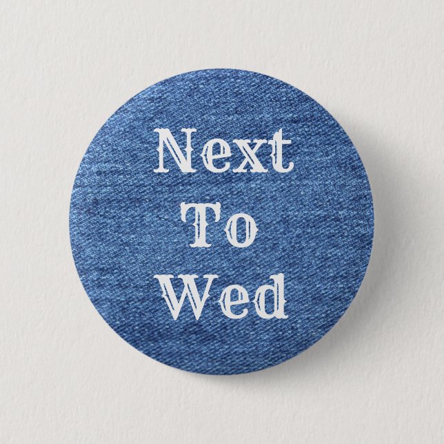Badge Rond 5 Cm Mariage de thème bleu blanc Denim (Devant)