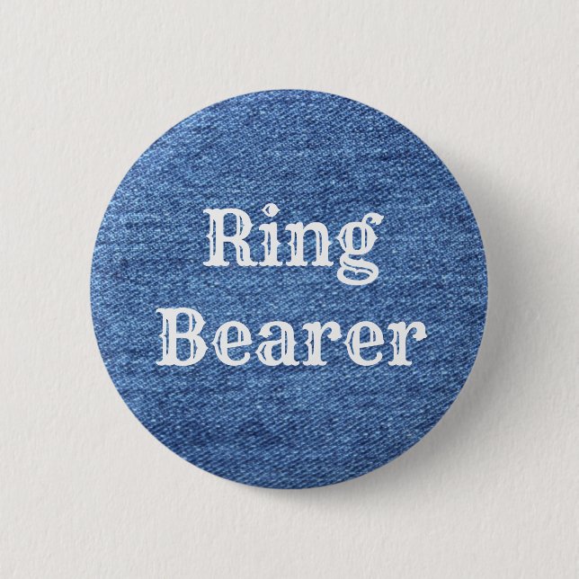 Badge Rond 5 Cm Mariage de thème bleu blanc Denim (Devant)