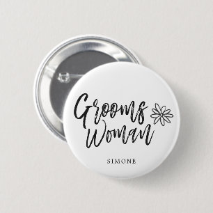 Badge Rond 5 Cm Mariage d'écriture de manuscrit de GroomsWoman