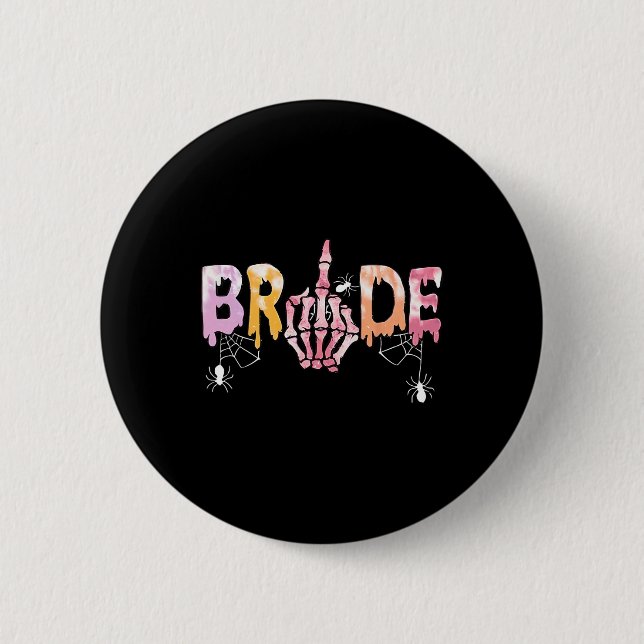 Badge Rond 5 Cm Mariage Éffrayant Halloween Skeleton Bride Just Ma (Devant)