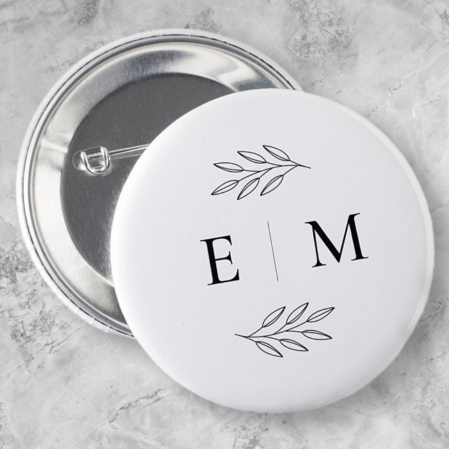 Badge Rond 5 Cm Mariage Élégant Chic Moderne Simple Chic Monogramm (Créateur téléchargé)
