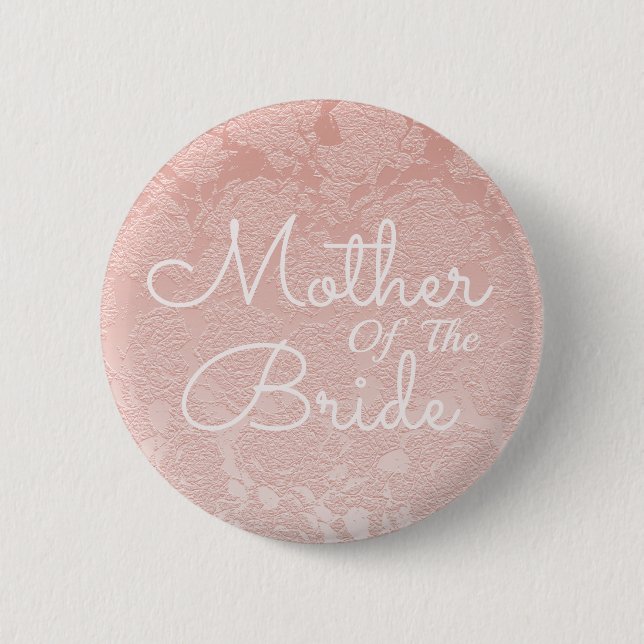 Badge Rond 5 Cm Mariage Élégant Mère Rosée De Mariée (Devant)
