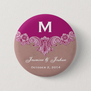 Badge Rond 5 Cm Mariage fait sur commande vintage magenta rose de