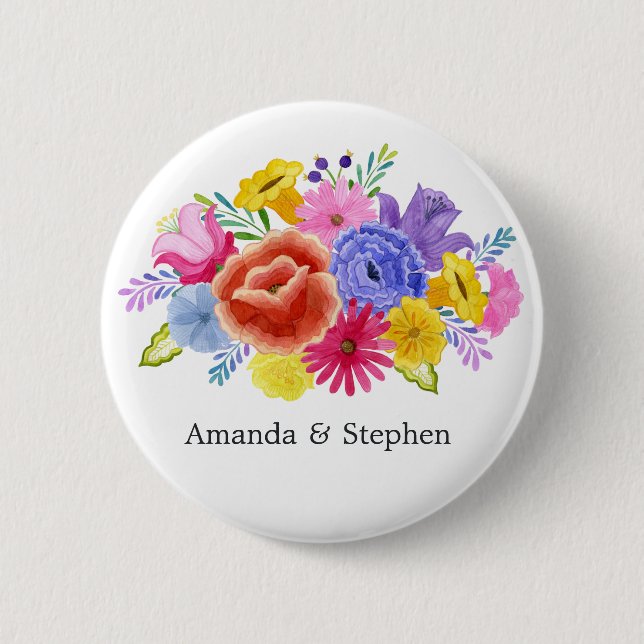 Badge Rond 5 Cm Mariage Fiesta Mexicaine (Devant)