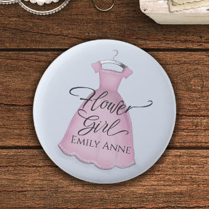 Badge Rond 5 Cm Mariage Fleur mignonne Favoriser Robe Vintage Rose