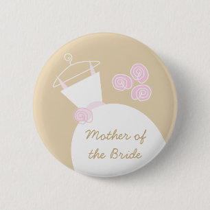 Badge Rond 5 Cm Mariage Gown rose beige 'Mère de l'Épouse'