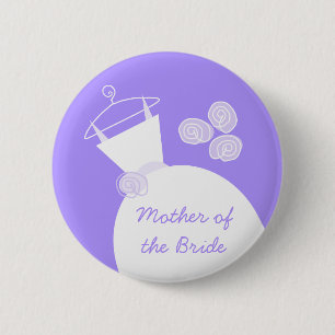 Badge Rond 5 Cm Mariage Gown violet 'Mère de l'épouse'