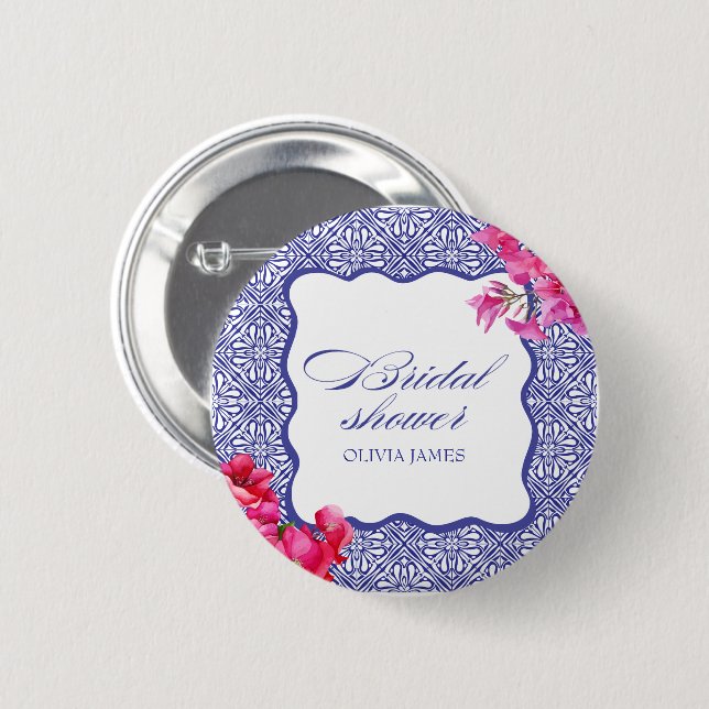 Badge Rond 5 Cm mariage italien sous les bougainvillées (Devant & derrière)