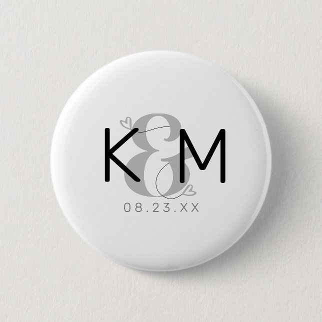 Badge Rond 5 Cm Mariage moderne décoratif ID887 (Devant)