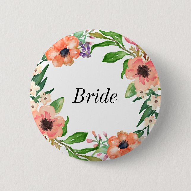 Badge Rond 5 Cm Mariage nuptiale de partie de Boho (Devant)