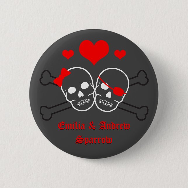 Badge Rond 5 Cm mariage pirate, bouton (Devant)