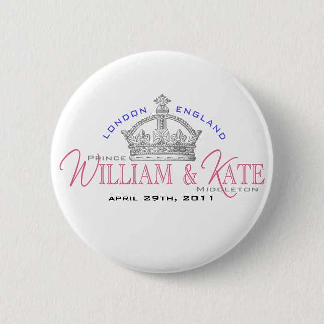 Badge Rond 5 Cm Mariage royal de William et de Kate (Devant)