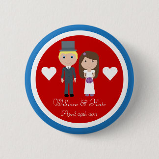 Badge Rond 5 Cm Mariage royal William & Kate Cute Cartoon