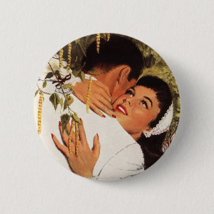 Badge Rond 5 Cm Mariage Vintage, Amour et Romance