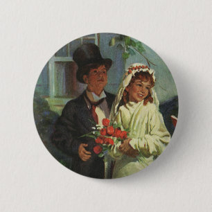 Badge Rond 5 Cm Mariage Vintage, Des Enfants Jouent les Mariés