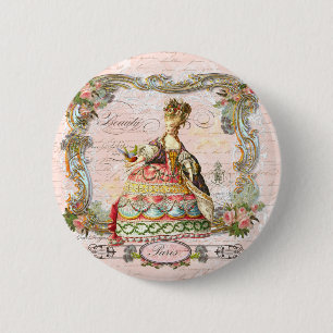 Badge Rond 5 Cm Marie Antoinette en rose