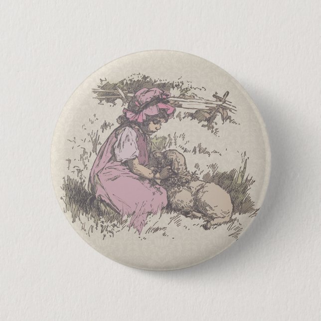 Badge Rond 5 Cm Marie avait un agneau Comptine (Devant)